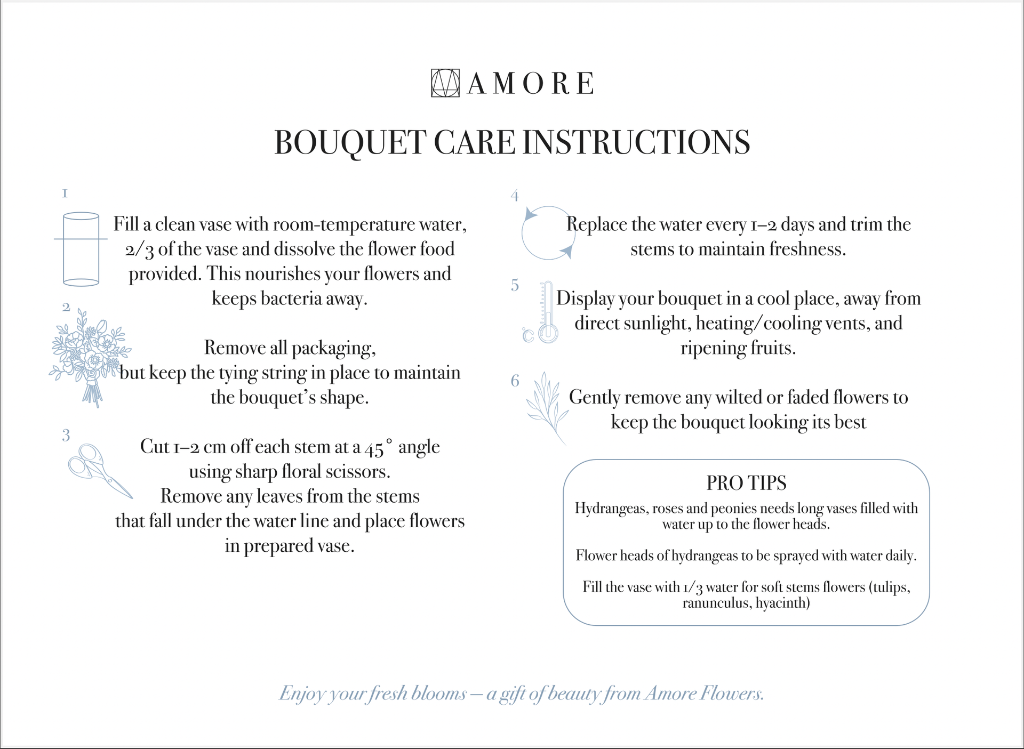 Flower care bouquet instruction