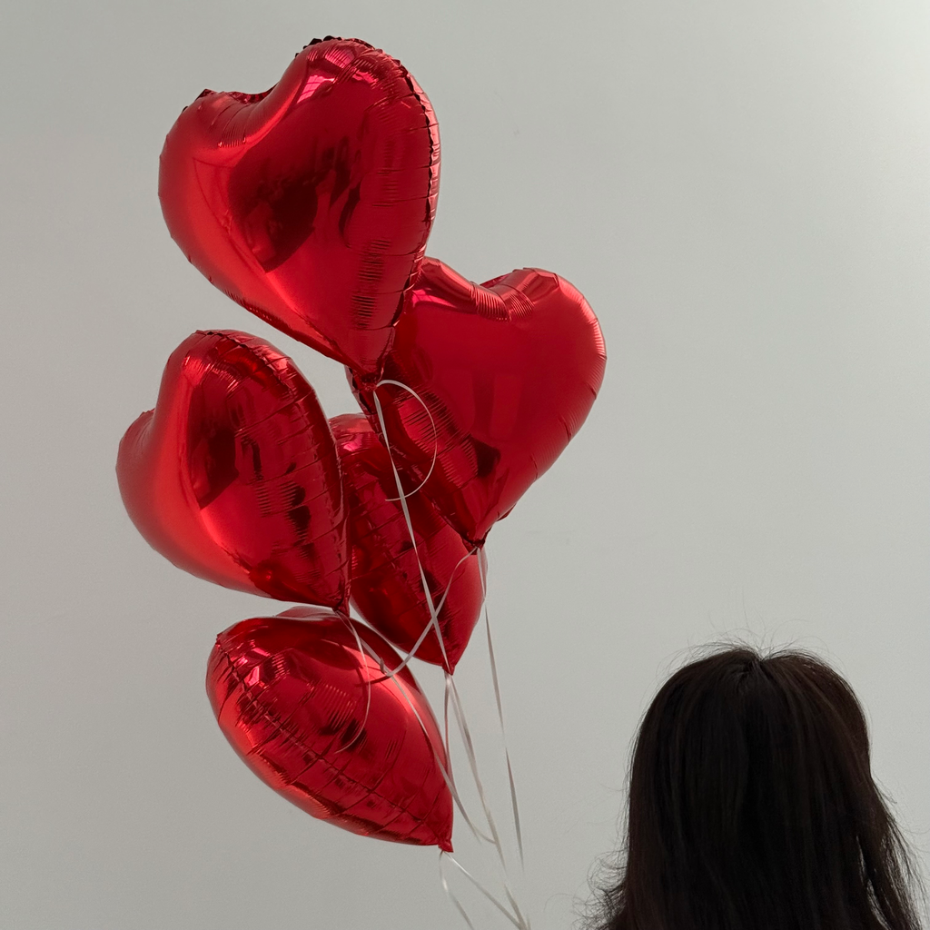 5 Red Foil Heart Balloons