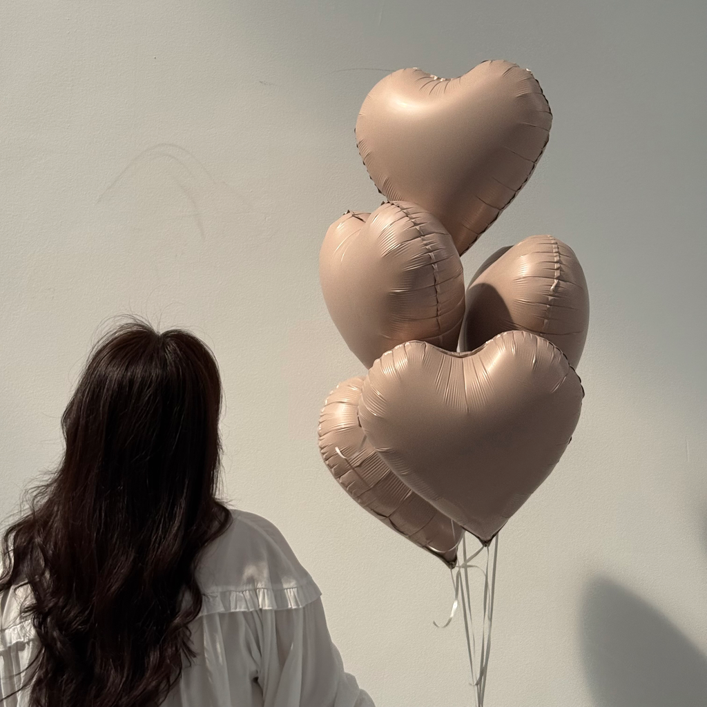 5 Pink Heart Foil Balloons