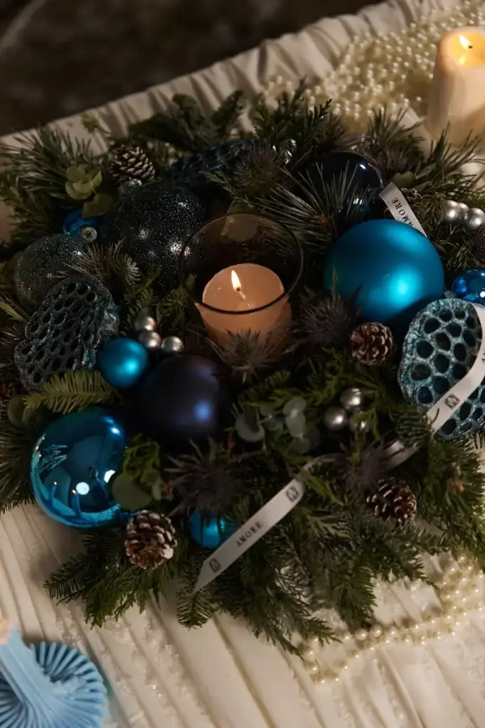 "Midnight Frost" Table Wreath