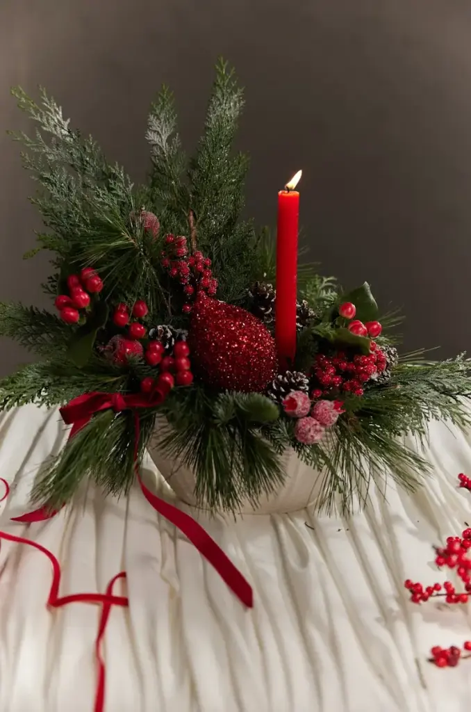 "Ruby Winter" Composition in a vase